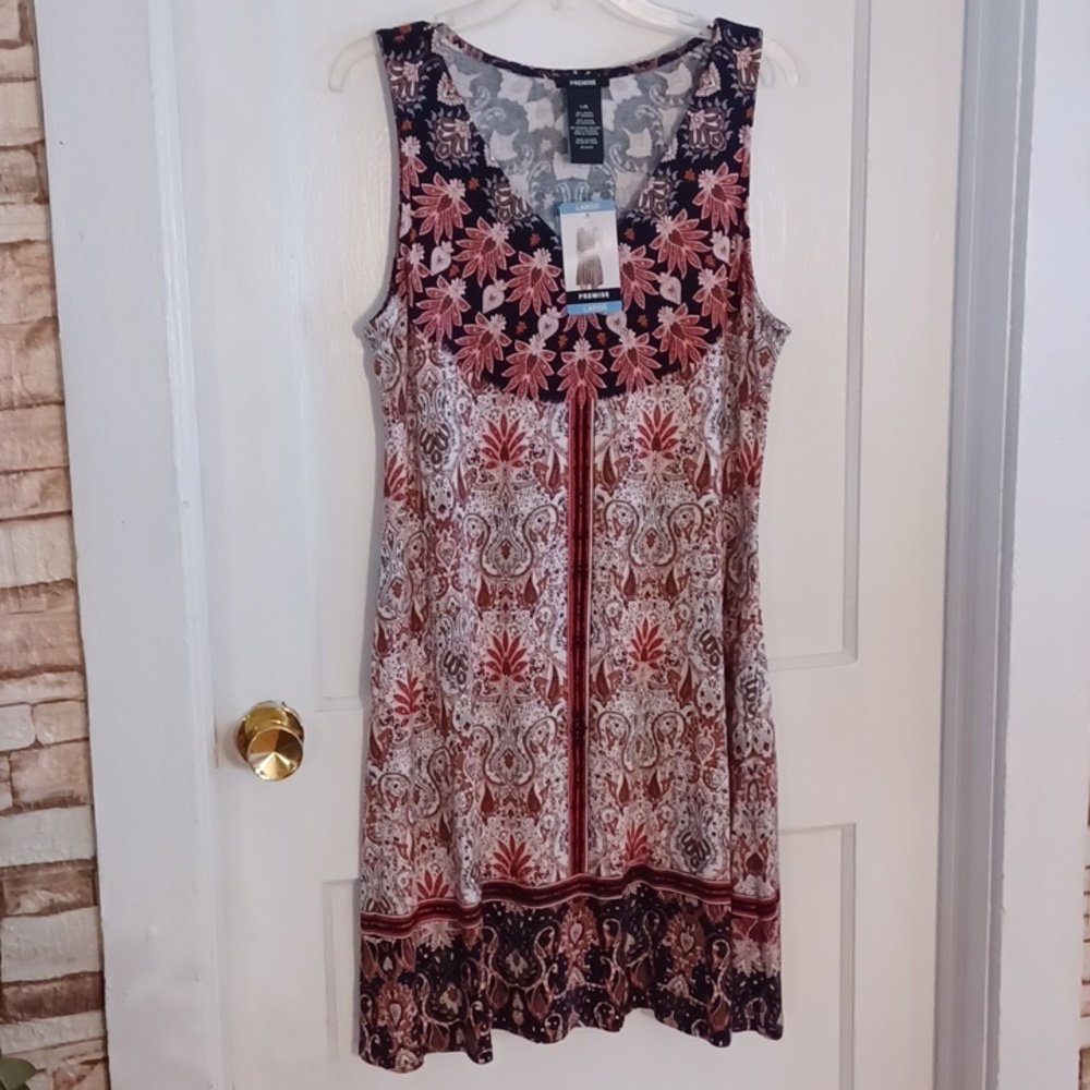 Premise sleeveless dress V neck color Bali Paisley Border size large